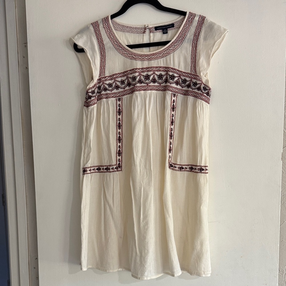 American Eagle Outfitters Cream and Red Mini Dress